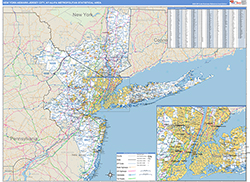 New York-Newark-Jersey City Metro Area Wall Map Basic Style 2026